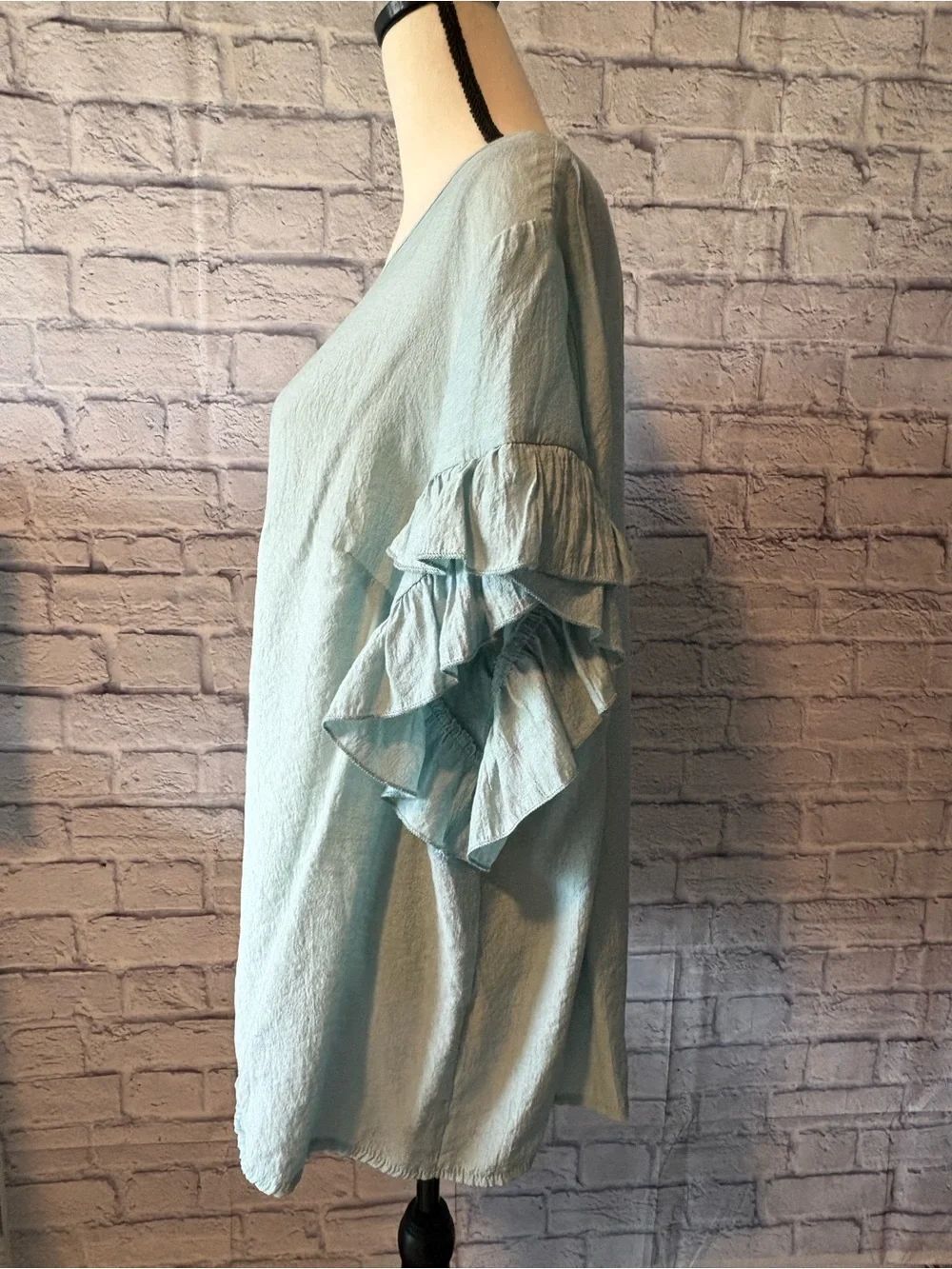 SHEIN Light Blue Ruffle Sleeve Tunic Top - Picture 3 of 5